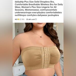 Plus Size Strapless Bra - Beige Seamless Front-Closure Bandeau Sz 6x